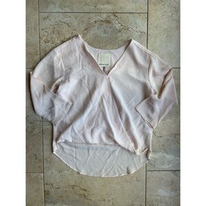 Amour Vert Blush Pink Silk Blouse Size Small